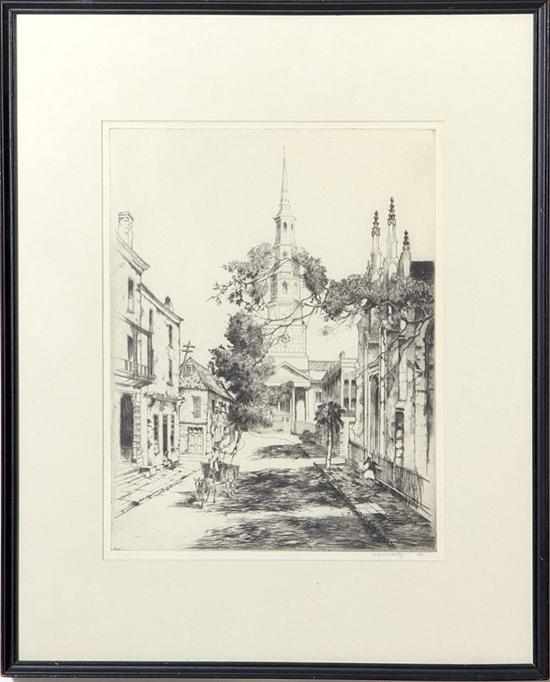 Appraisal: Alfred Hutty South Carolina - CHARLESTON SPIRES drypoint framed signed