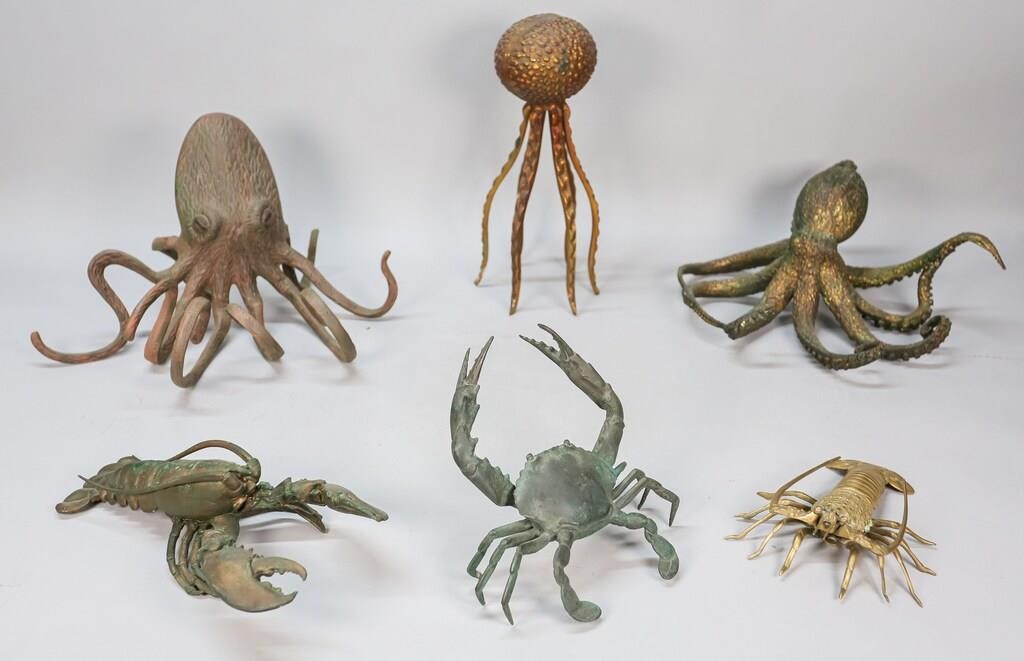 Appraisal: SEA LIFE SCULPTURES sea life sculptures Octopuses squid lobster and