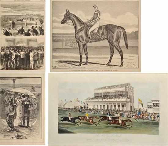 Appraisal: FOUR AUSTRALASIAN SKETCHER WOOD ENGRAVINGS including 'Flemington In The Morning