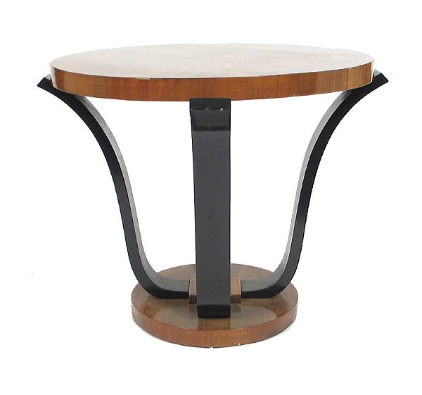 Appraisal: An Art Deco style mahogany and ebonised wood occasional table