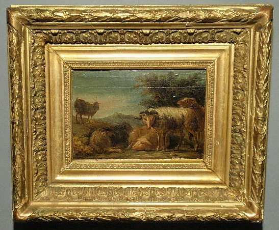 Appraisal: Oil on panel painting th c of a herd of