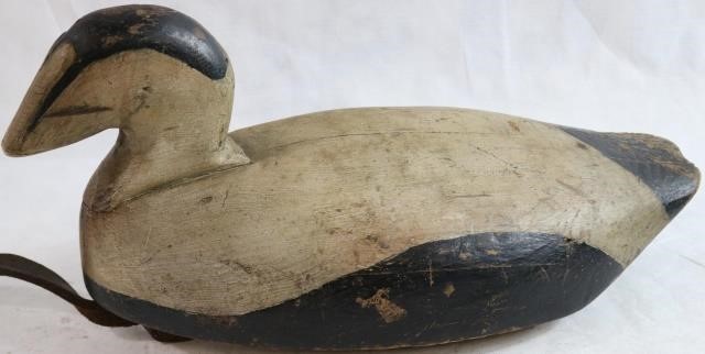 Appraisal: EIDER DRAKE PRIMITIVE STYLE INLETTE HEAD ORIGINALPAINT CIRCA HORSESHOE WEIGHT