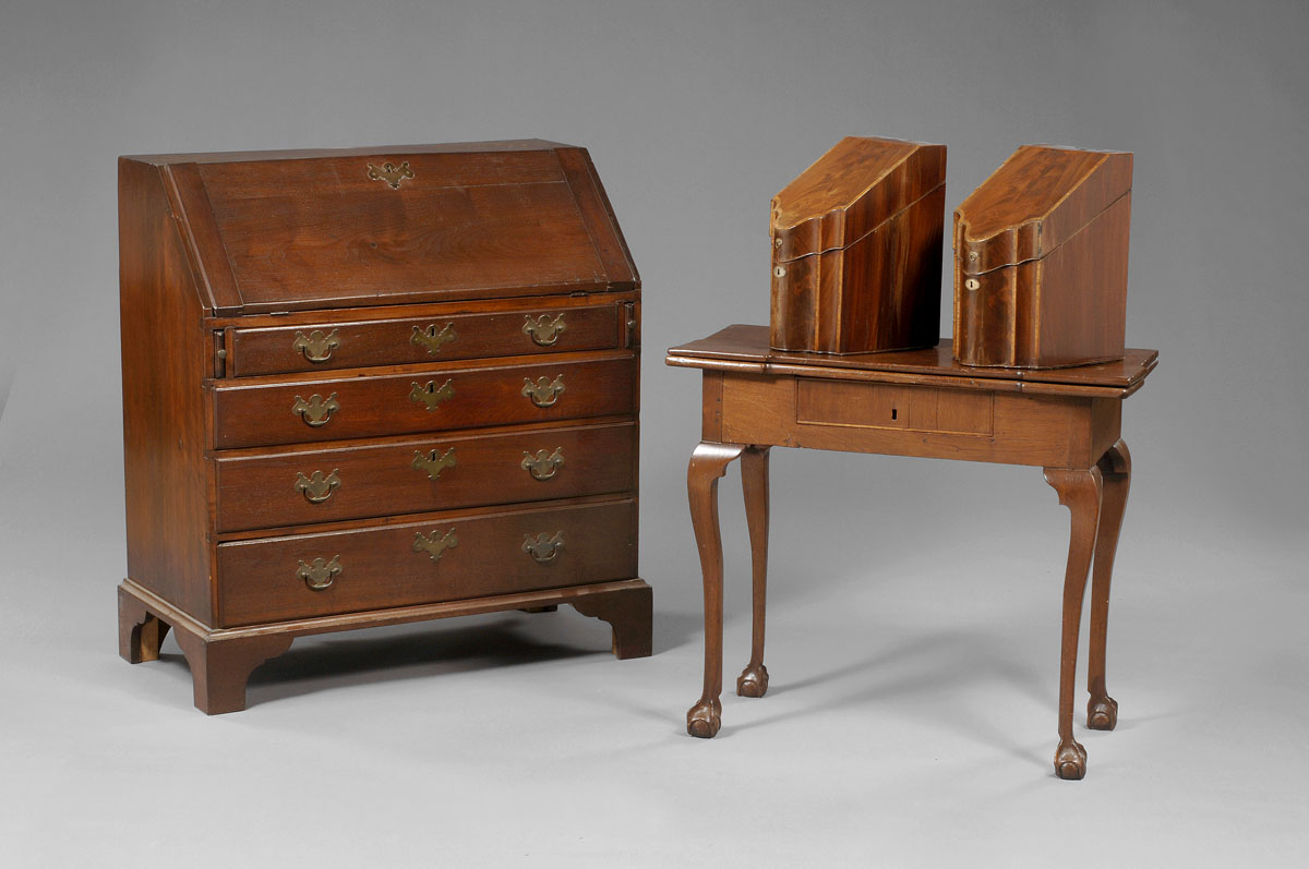 Appraisal: PROVINCIAL CHIPPENDALE WALNUT AND MAHOGANY VENEER CARD TABLE POSSIBLY SOUTHERN