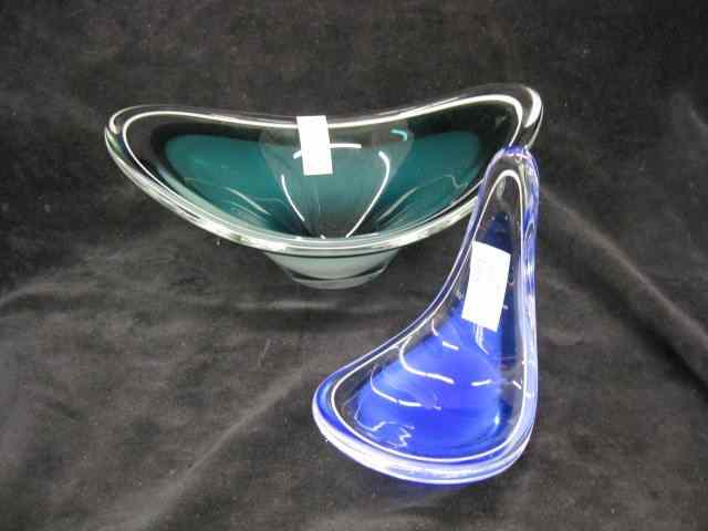 Appraisal: Flygsfor ''Coquille'' Art Glass Bowls mid-century modern Sweden signed green