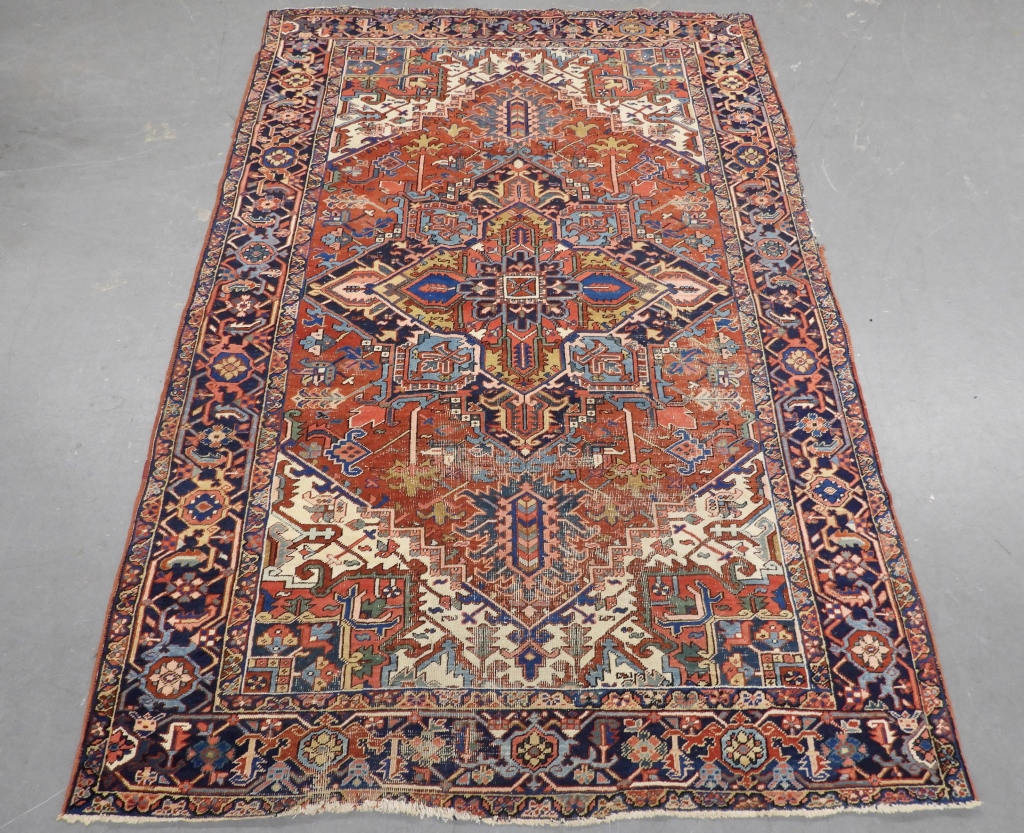 Appraisal: ROOM SIZE HERIZ RUG Middle East th CenturyCream red blue