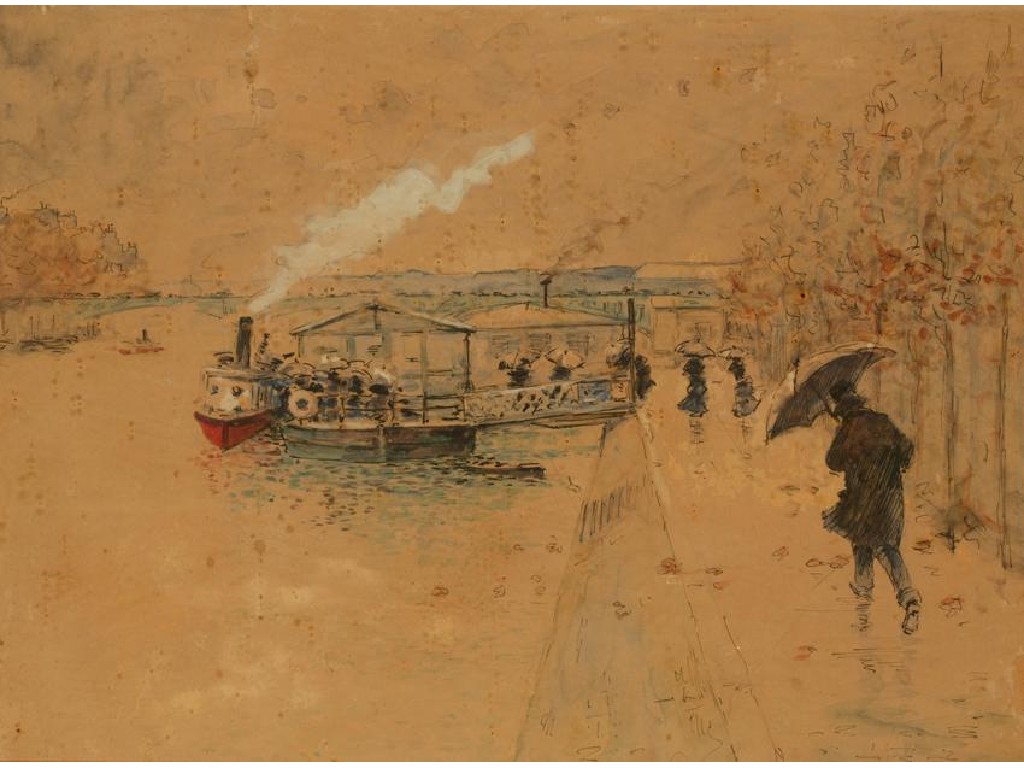 Appraisal: HENRI RIVIERE Bateau sur l'eau inscribed on a label on