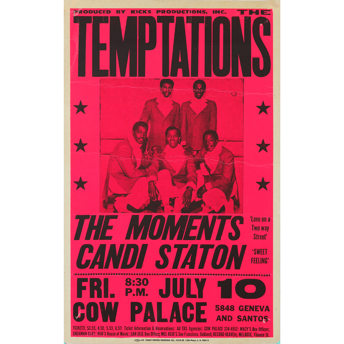 Appraisal: CONCERT POSTER THE TEMPTATIONS THE MOMENTS CANDI STATION The Temptations