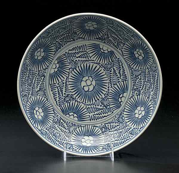 Appraisal: Asian Blue and White Charger Asian A blue and white