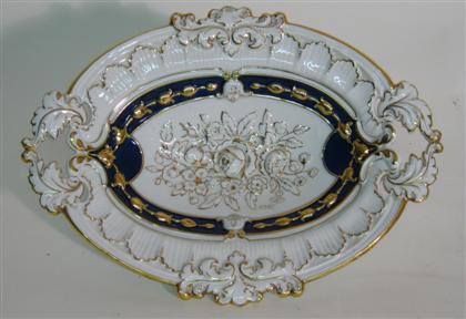 Appraisal: Oval Meissen blue and white porcelain dish with gold trim