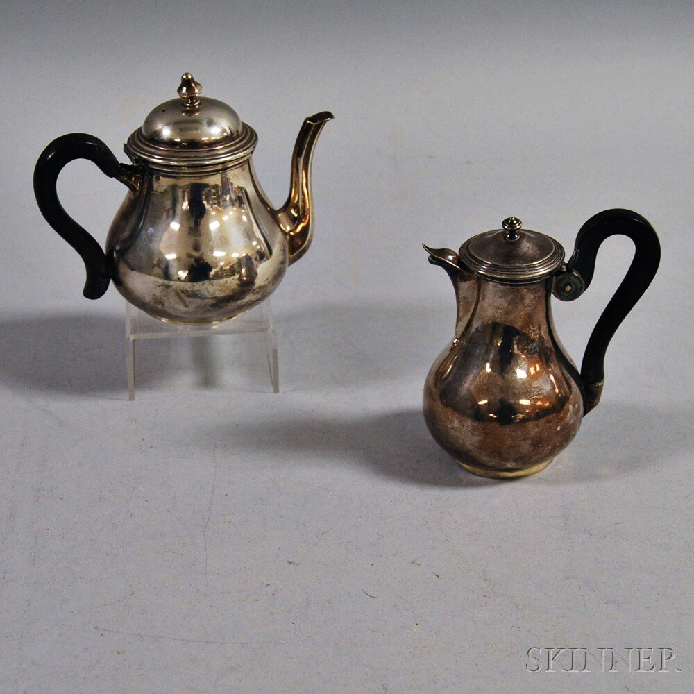 Appraisal: Two Pieces of Continental Sterling Silver Tableware a diminutive teapot