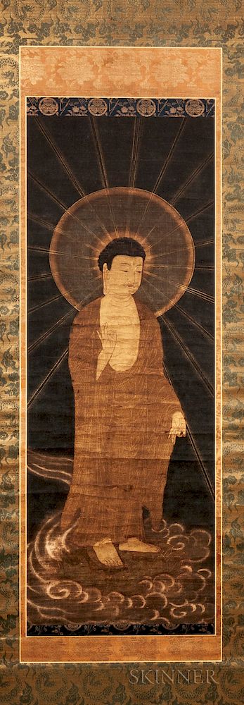 Appraisal: Buddhist Hanging Scroll Depicting Amida Raigo Buddhist Hanging Scroll Depicting