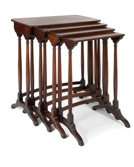 Appraisal: Set of Regency Mahogany Quartetto Tables Estimate -