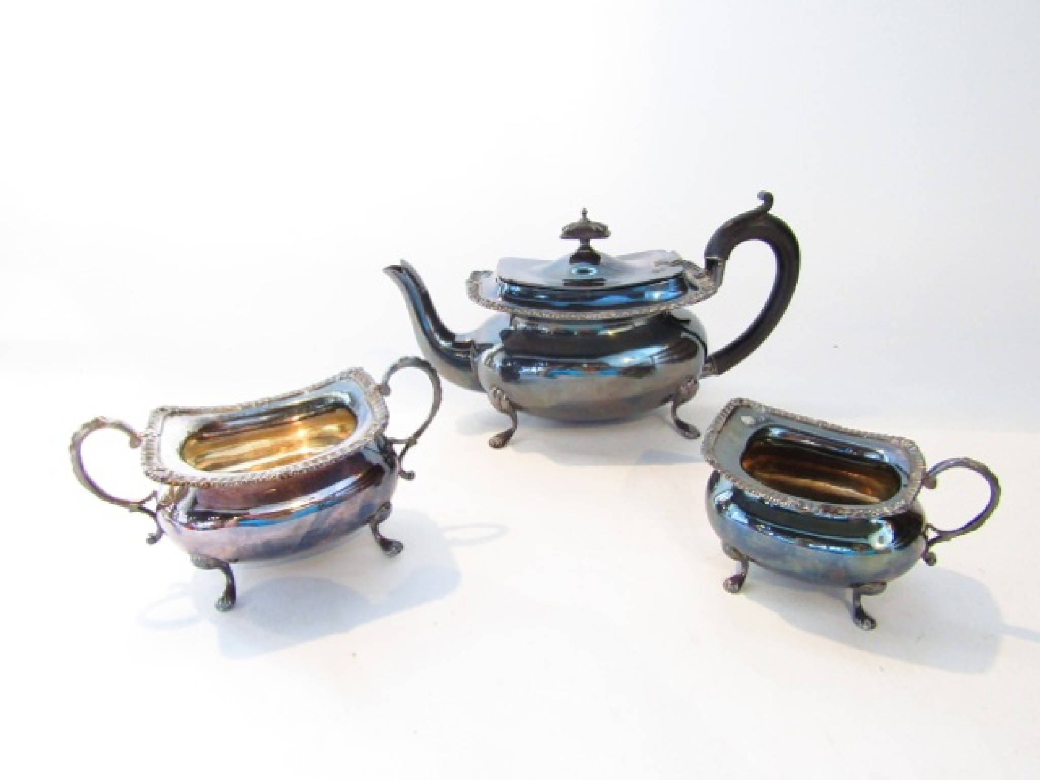 Appraisal: A George V silver three-piece tea set William Aitken Birmingham