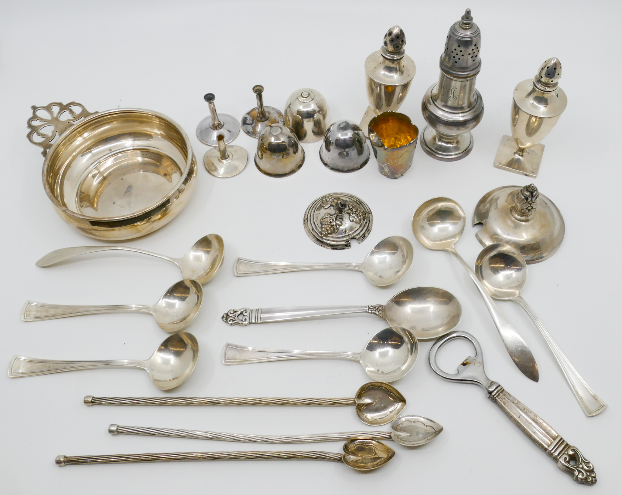 Appraisal: Box Sterling Misc Shakers and Porringer etc - Grams TW