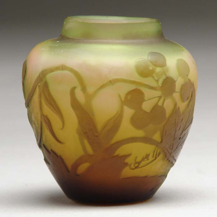 Appraisal: GALLE VASE Japanese tea ceremony form with polished brown and