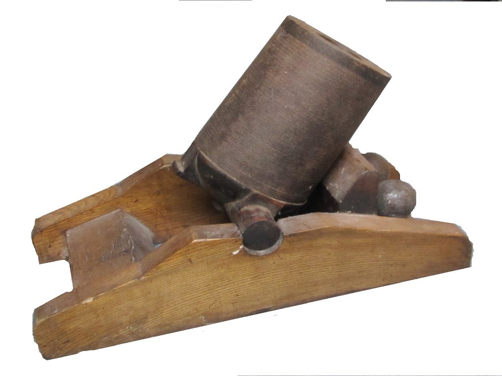 Appraisal: A cast iron mortar Patented th December by Thomas Dunn