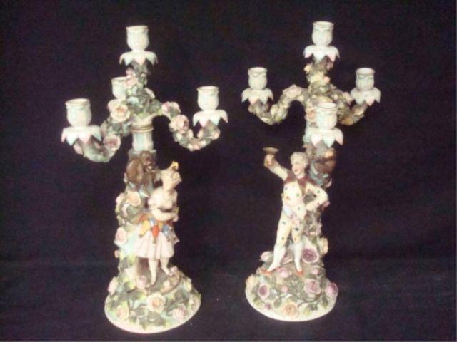 Appraisal: Pair of Possibly Dresden Porcelain Candelabra From a North Bergen