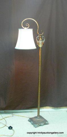 Appraisal: Gold Tone Antique Finish Bridge Type Floor Lamp - foot