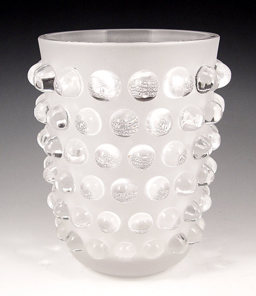 Appraisal: SIGNED LALIQUE MOSSI FROSTED GLASS VASE Signed Lalique France on