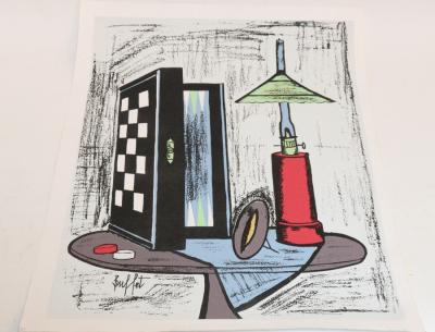 Appraisal: Bernard Buffet French - Still Life with backgammon board and