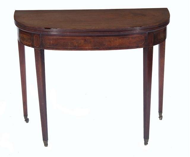 Appraisal: A GEORGE III MAHOGANY BOWFRONTED CARD TABLE with fold over