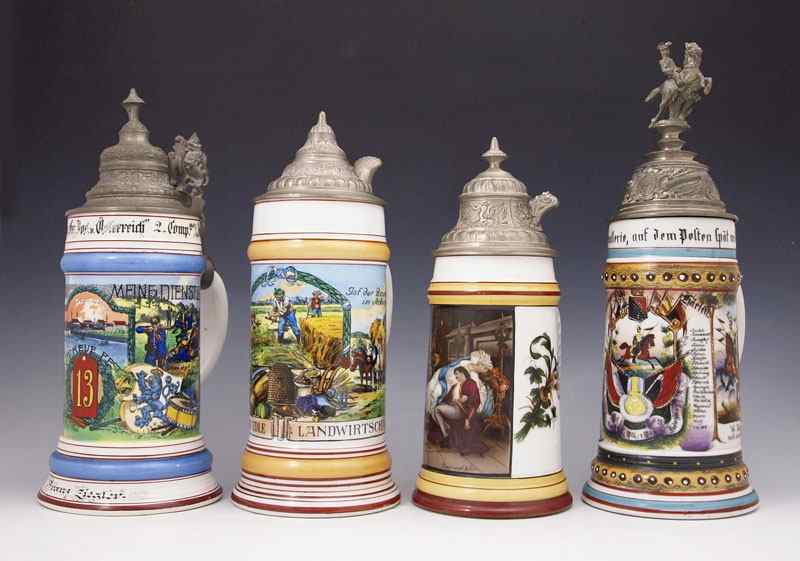 Appraisal: PIECE GERMAN REGIMENTAL STEINS To include Regt Cavalry ' -'