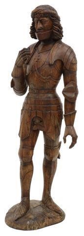 Appraisal: Continental carved wood figure of a knight th th c