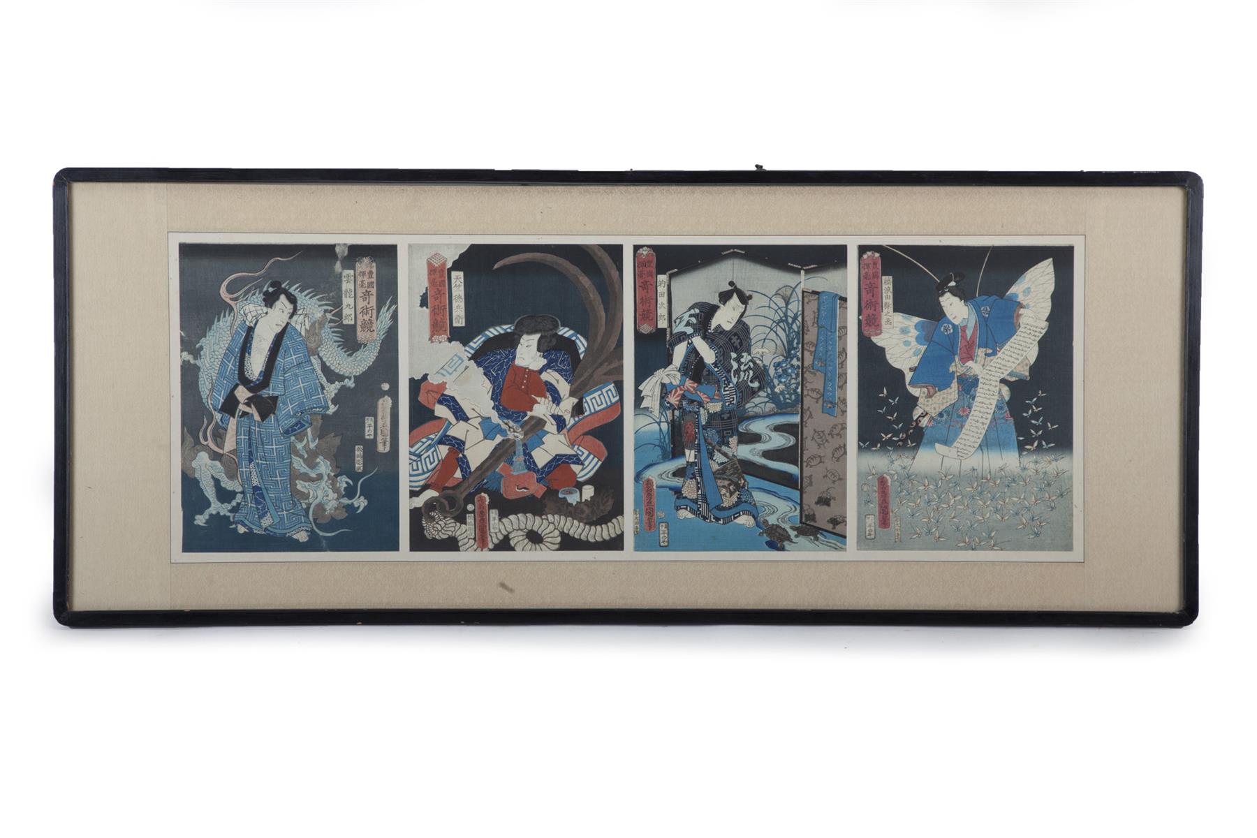 Appraisal: FRAMED JAPANESE WOODBLOCK PRINTS Nineteenth century Four prints by Toyokuni