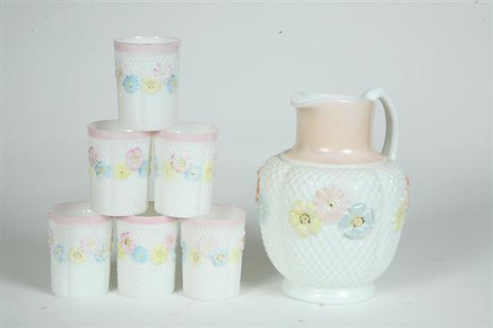 Appraisal: SEVEN PIECE LEMONADE SET Six tumblers and one pitcher in