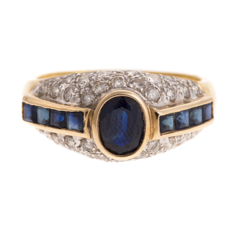 Appraisal: A Ladies K Sapphire Diamond Dome Ring K yellow gold