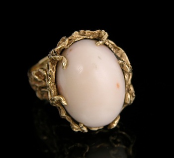 Appraisal: A Freeform Gold and Coral Ring k yellow gold ring