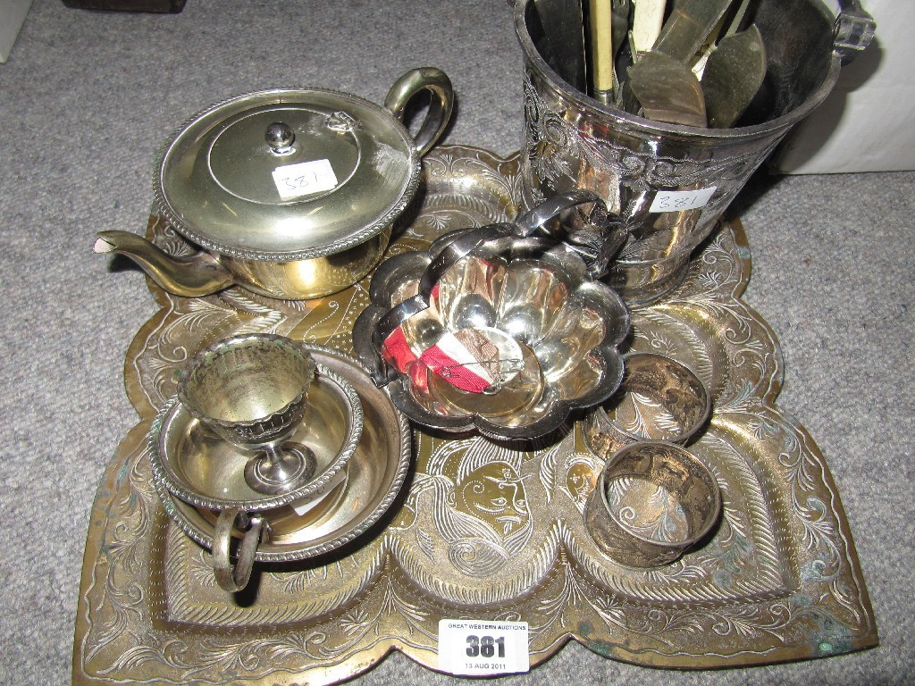 Appraisal: Lot comprising tray tea service bowls cutlery etc