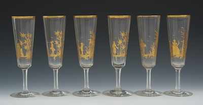 Appraisal: Six Antique Gilt-Decorated Champagne Flutes Each apprx - H the