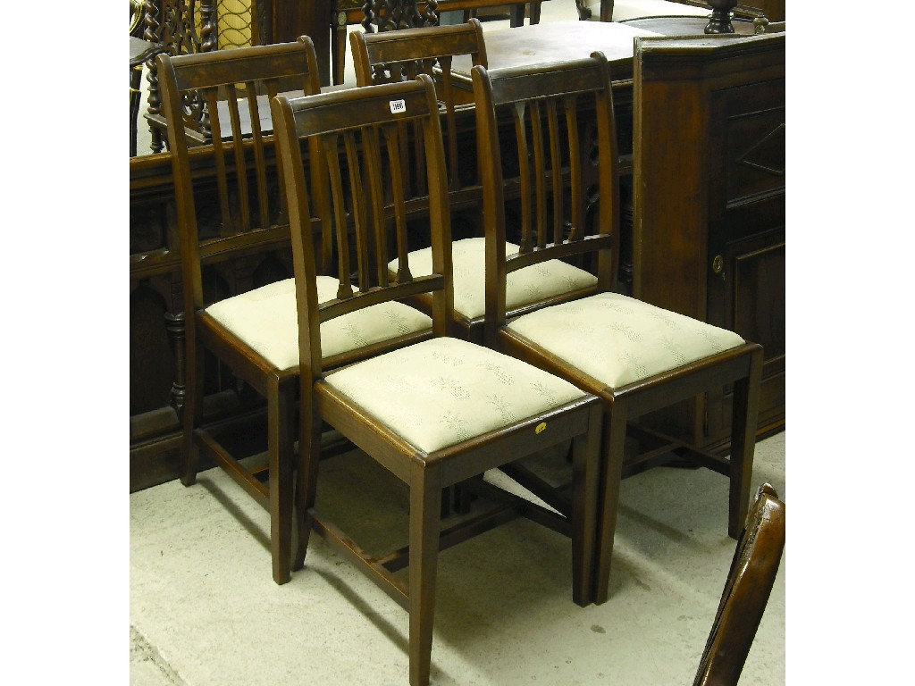 Appraisal: Set of four late th century mahogany dining chairs with