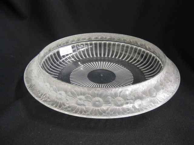 Appraisal: Lalique Crystal Bowl sunflower frosted rim '' diameter signed excellent