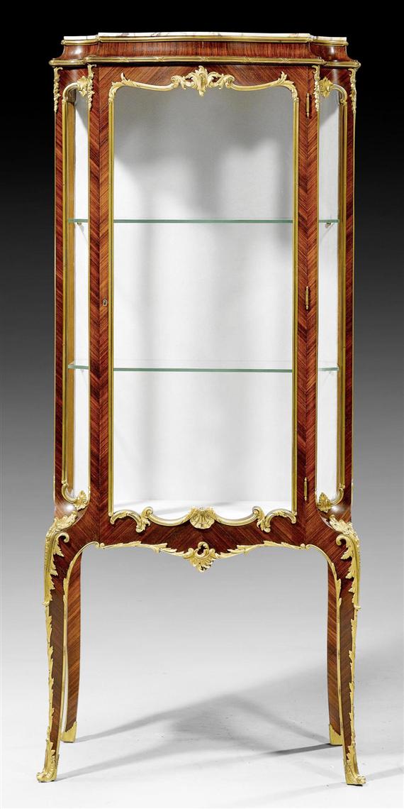 Appraisal: NARROW VITRINE Louis XV style in the style of F