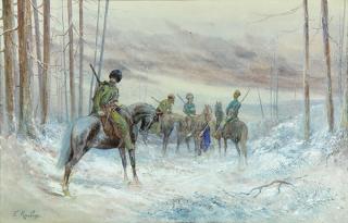 Appraisal: Watercolor Frants Roubaud Franz or Frants Roubaud Russian - Cossack