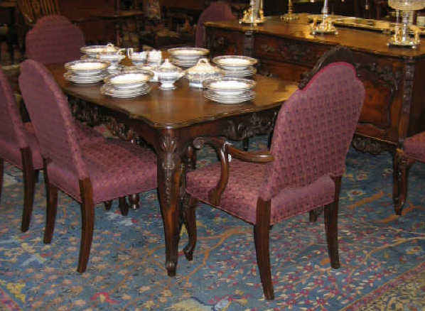 Appraisal: LOUIS XV STYLE TEN PIECE WALNUT DINING ROOM SET Table