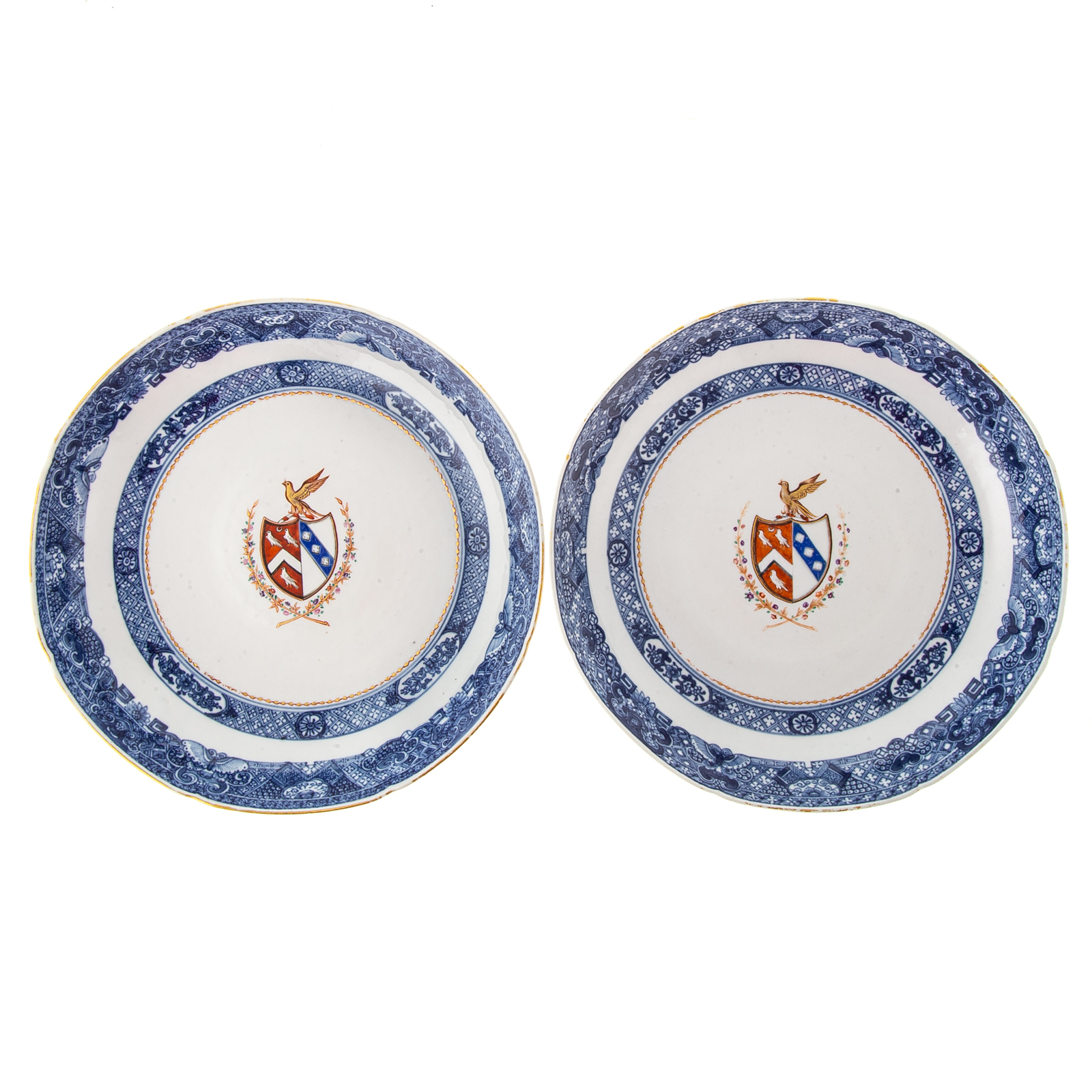 Appraisal: PAIR OF CHINESE EXPORT ARMORIAL SOUP PLATES Circa having true