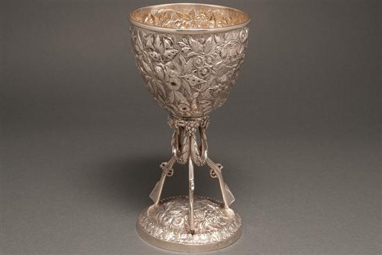 Appraisal: American repousse silver goblet possibly A E Warner Baltimore third