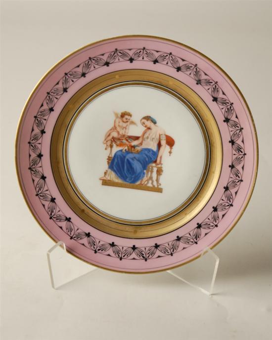 Appraisal: th C Continental Porcelain Plate center scene of languishing lady