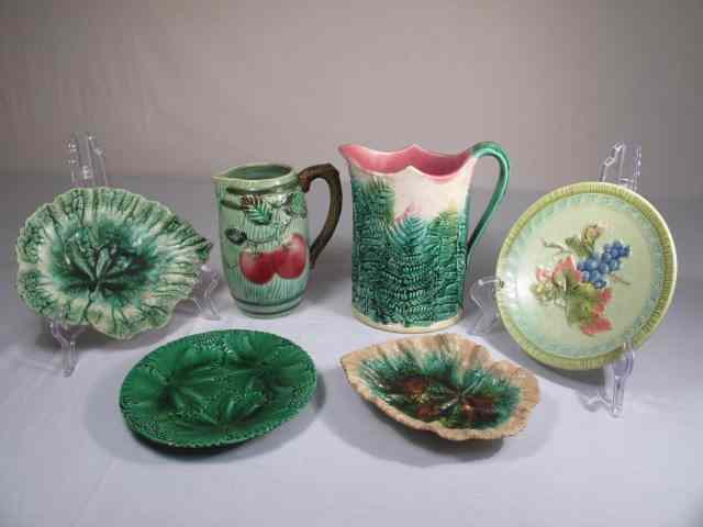 Appraisal: Group lot of assorted Majolica art pottery Includes a ''