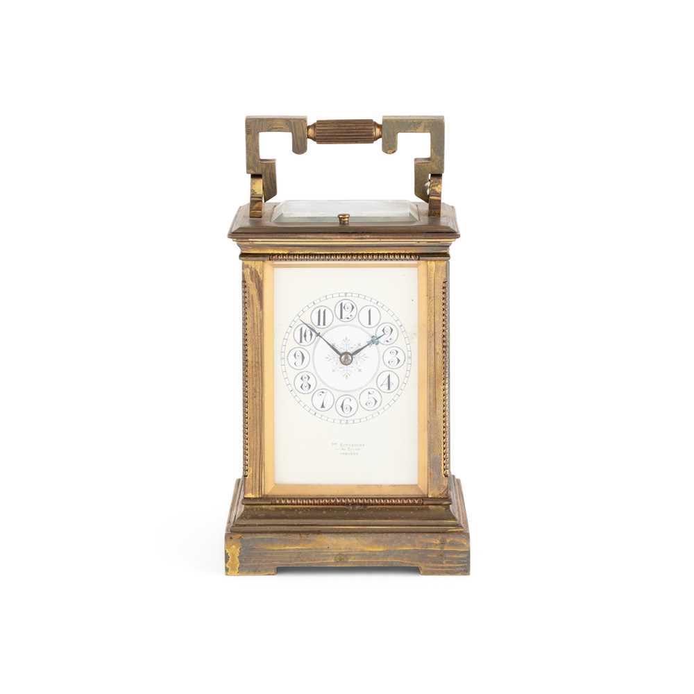 Appraisal: FRENCH BRASS REPEATER CARRIAGE CLOCK LATE TH CENTURY the Arabic