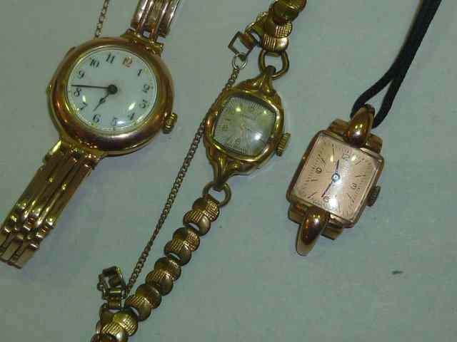 Appraisal: TWO CT GOLD LADIES WRIST WATCHES together with one other