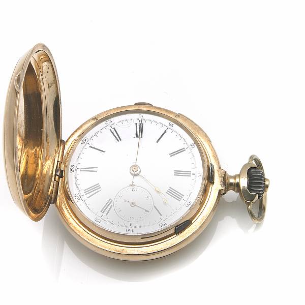 Appraisal: A k gold hunting cased quarter repeating pocket watch circa