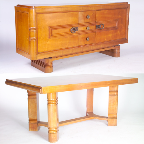 Appraisal: CHARLES DOUDUY France Dining table and matching sideboard the table