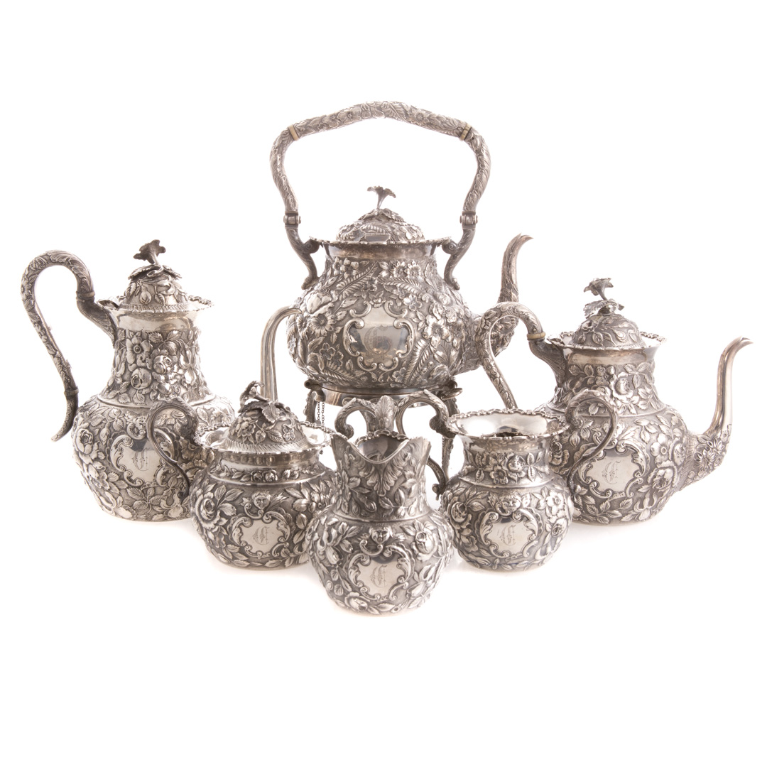 Appraisal: Quality repousse sterling -pc coffee tea service A G Schultz