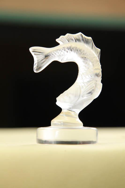 Appraisal: LALIQUE FIGURE Frosted glass fish out of water on a