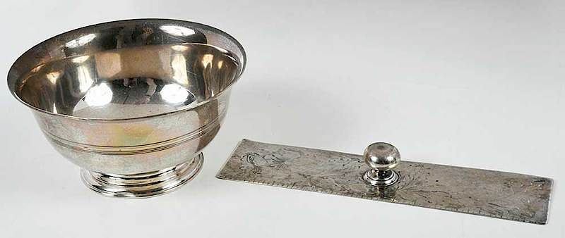 Appraisal: Sterling Ruler and Tiffany Bowl American including Tiffany Revere style