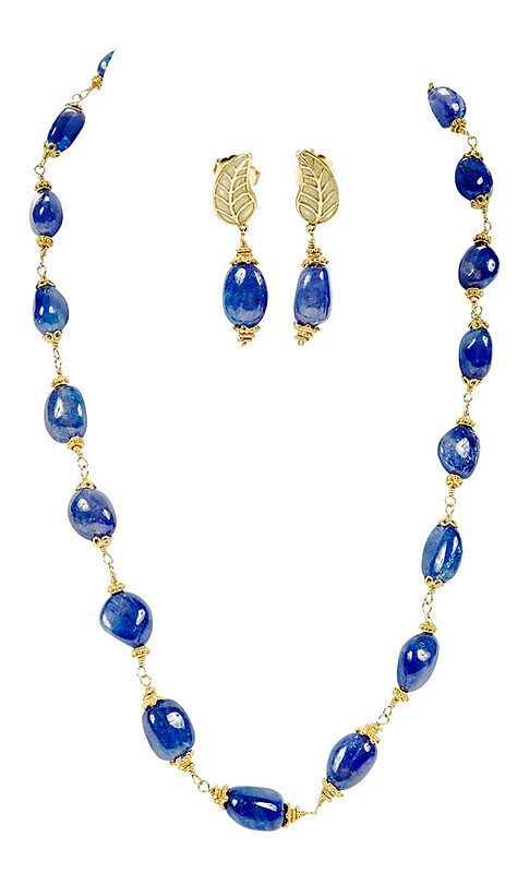 Appraisal: kt Tanzanite Necklace and Earrings earrings leaf design tanzanite beads